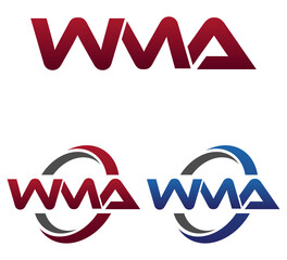 Modern 3 Letters Initial logo Vector Swoosh Red Blue WMA