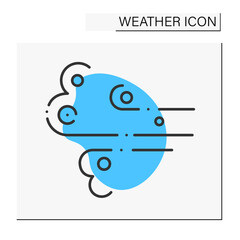 Wind color icon. Windy weather. Floating clouds. Air blowing in directions. Forecast. Weather concept. Isolated vector illustration