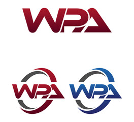 Modern 3 Letters Initial logo Vector Swoosh Red Blue WPA