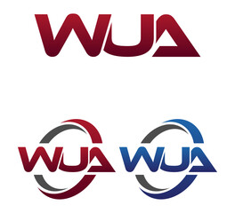 Modern 3 Letters Initial logo Vector Swoosh Red Blue WUA