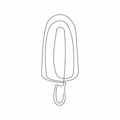 Continuous line drawing of fresh ice cream stick. Single one line art of delicious sweet and juicy cool ice cream cafe meal menu. Vector illustration