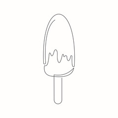 Continuous line drawing of fresh ice cream stick. Single one line art of delicious sweet and juicy cool ice cream cafe meal menu. Vector illustration