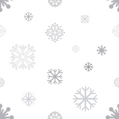 Variety of snowflakes vector seamless pattern background for winter design.
