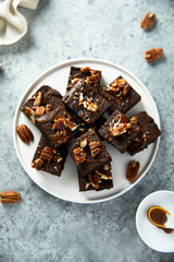 Homemade brownie with pecan nuts
