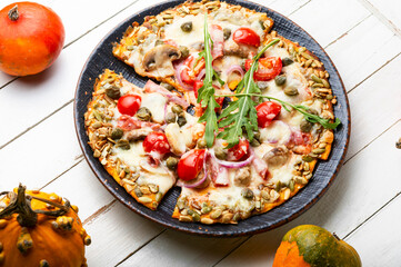 Autumn pumpkin pizza