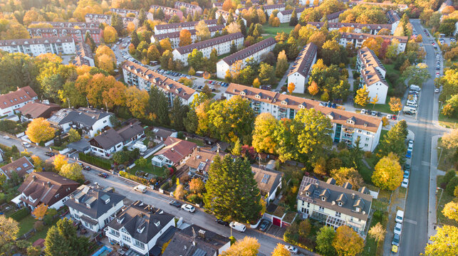 Aerial view of Perlach hood in Munich