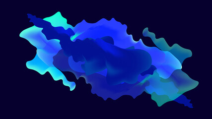 Abstract modern bluish black background with fluid luminous neon halftone blue waves. Innovation technology concept. Luxury Vector backdrop. Digital wallpaper. Swirling water ink design. Smoke effect.