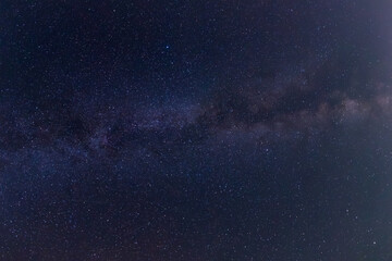 Section of night sky with Milky Way and many stars