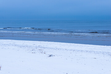 Winter landscape, winter sea beach