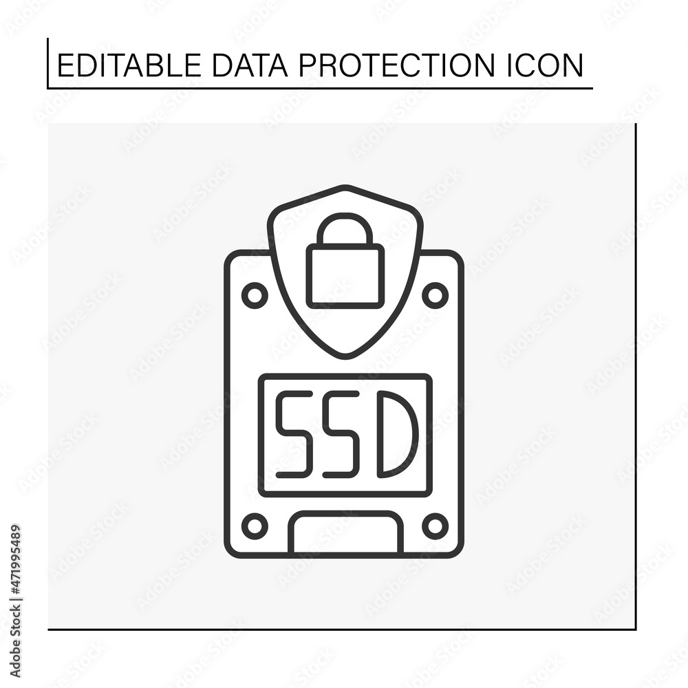 Poster limited access line icon. solid state drives. encrypted database. security. data protection concept.