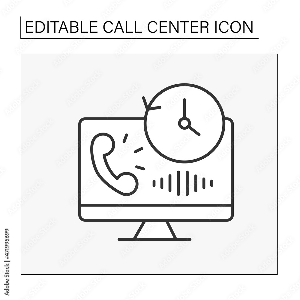 Poster helpline line icon. round-the-clock consultations. technical equipment. voice messages for clients. 