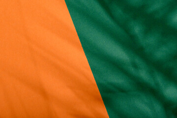 Green and orange color background with tropical palm shadow. Trend pastel paper and exotic plant...