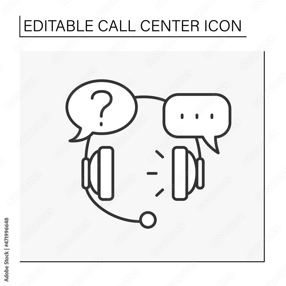 Poster communication line icon. client support hotline. headset for work. dialogue clouds. call center conc