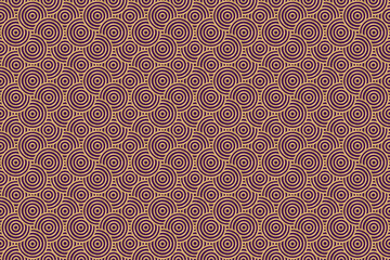 Seamless abstract background illustration of overlapping purple and gold circles