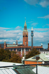 Fototapeta premium Tower of Copenhagen and Tivoli amusement park