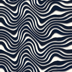 Abstract wavy striped background. Hand drawn black and white 3d effect stripes