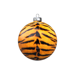 Christmas ball, year of the tiger, on a white background, 3d rendering