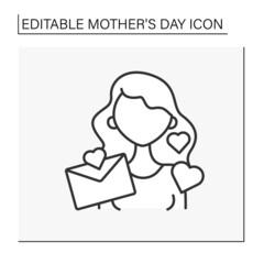 Motherhood line icon. Letter with wishes of love. Postcard in honor of mother.Mother day concept. Isolated vector illustration. Editable stroke