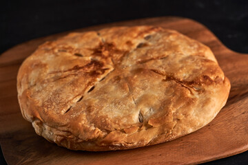 Crusty apple pie closeup