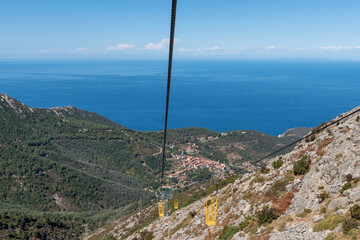 Cable lift of the great island Elba Italy