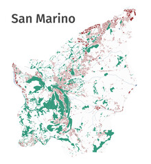 San Marino map. Detailed map of San Marino country administrative area. countryscape urban panorama.