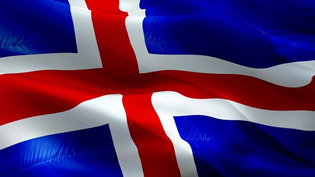 Icelandic flag. 3d Iceland sign waving video. Flag of Iceland holiday seamless loop animation. Icelandic flag silk HD resolution Background. Iceland flag Closeup 1080p HD video for Independence Day,Vi