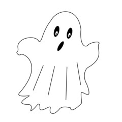 A white ghost with big eyes and an open mouth