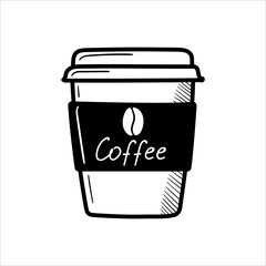 coffee in a glass. Doodle style, sketch