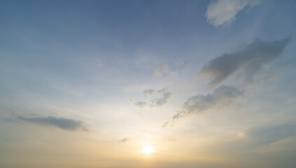 Sunset sky. Abstract nature background. Dramatic blue with orange colorful clouds in twilight time.
