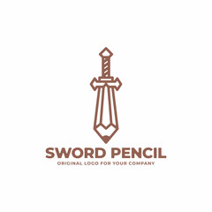 Unique logo, Sword pencil logo design.
