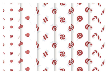 Collection Red and White Christmas Candies Seamless Pattern