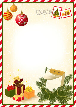 Christmas Letter From Santa Claus Template. Hand Draw Iluustration