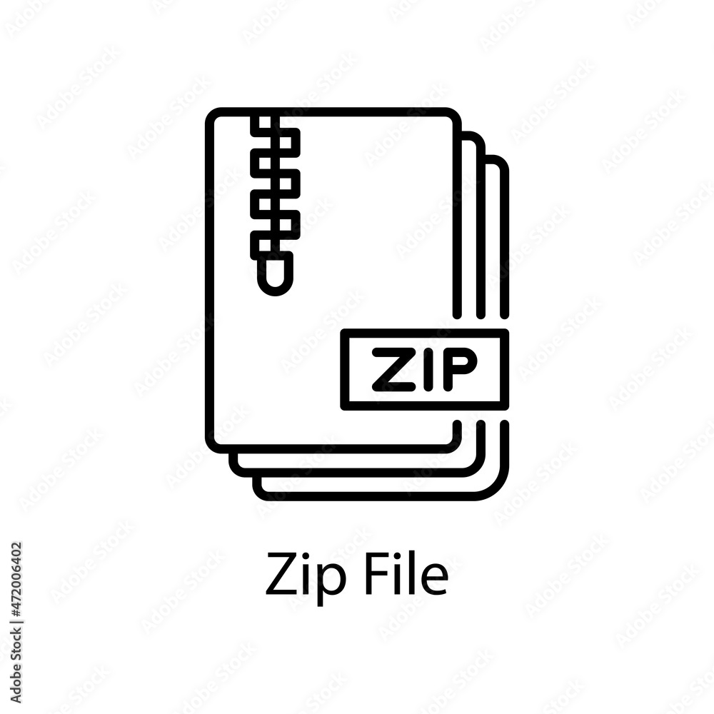 Fototapete Zip File vector outline Icon Design illustration. Web And Mobile Application Symbol on White background EPS 10 File