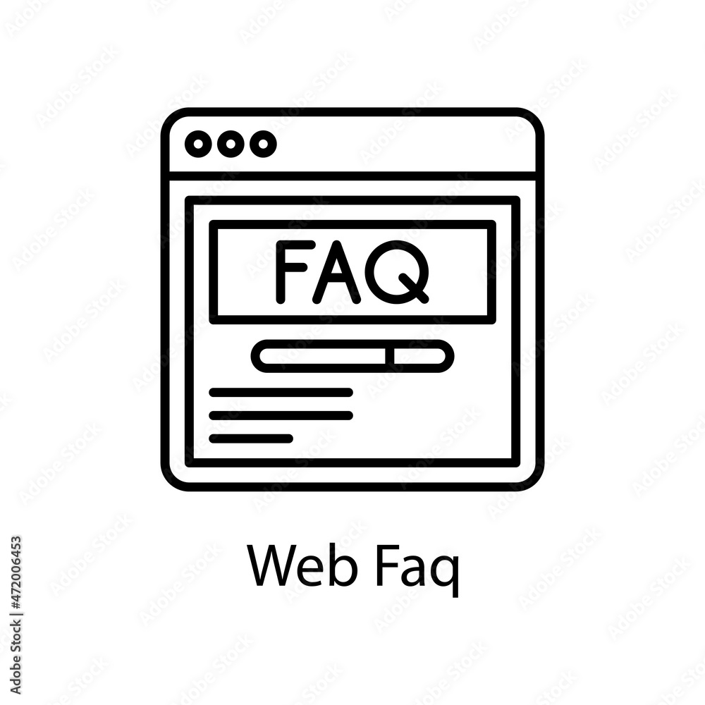 Poster web faq vector outline icon design illustration. web and mobile application symbol on white backgrou