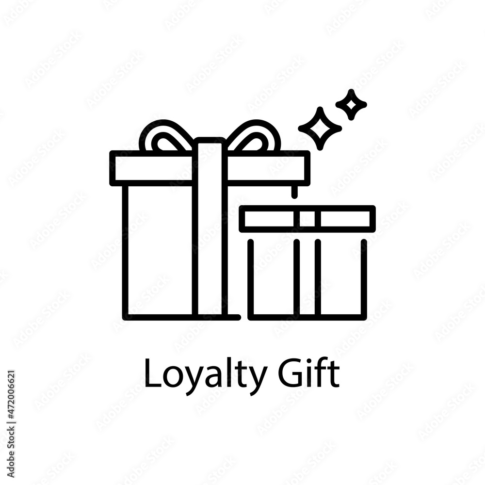 Poster loyalty gift vector outline icon design illustration. web and mobile application symbol on white bac