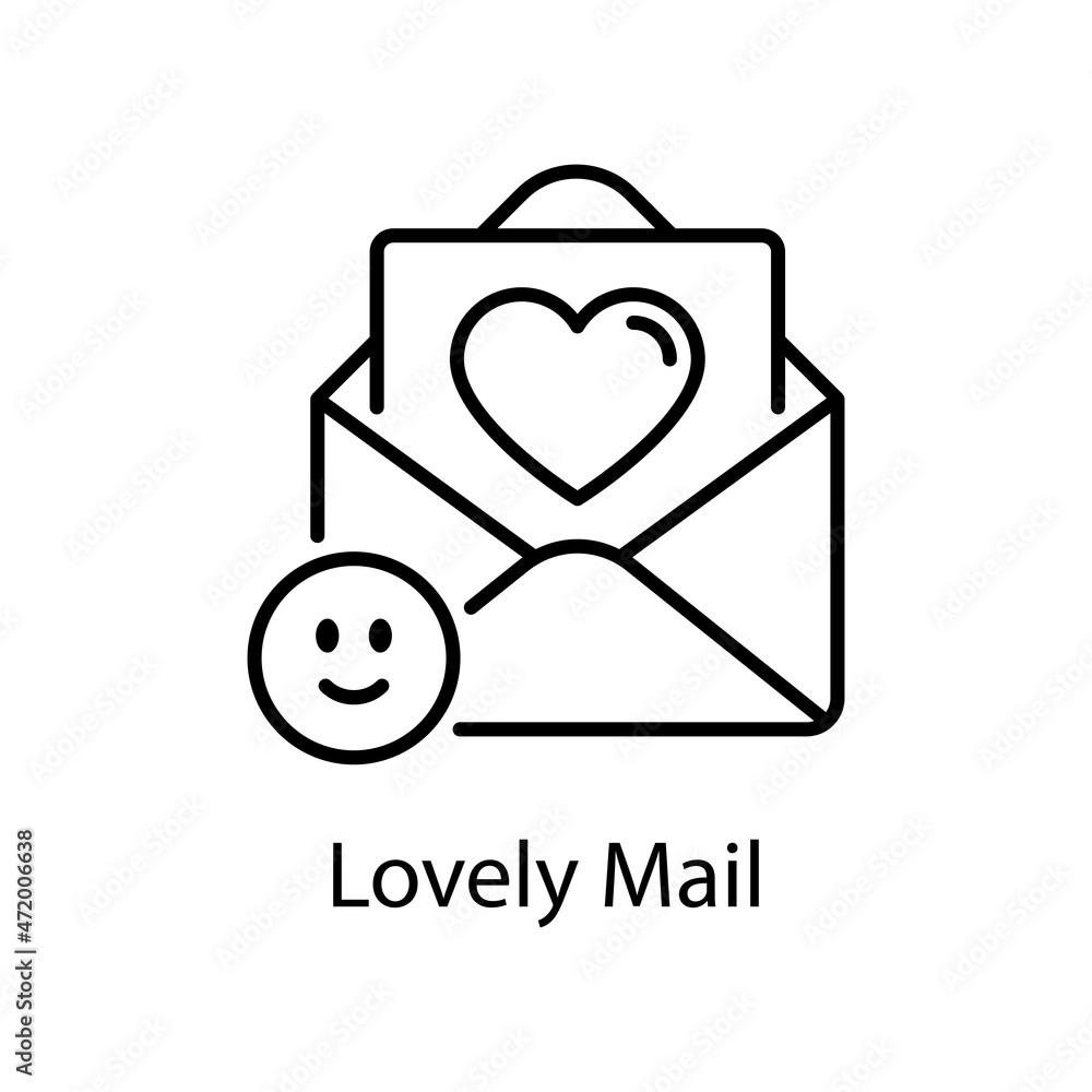 Poster lovely mail vector outline icon design illustration. web and mobile application symbol on white back