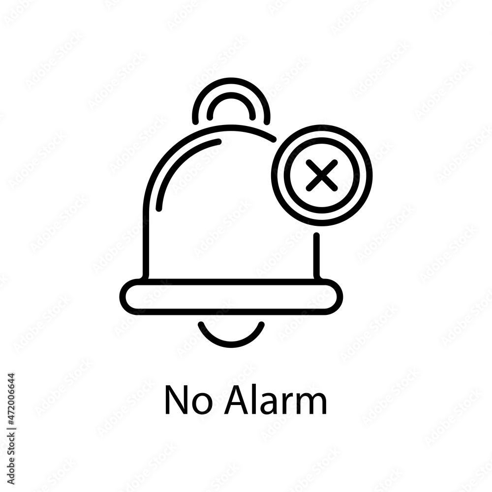 Poster no alarm vector outline icon design illustration. web and mobile application symbol on white backgro