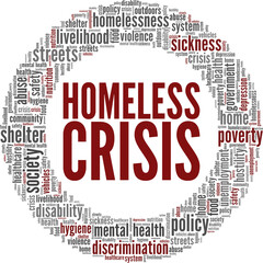 Homeless Crisis vector illustration word cloud isolated on white background.