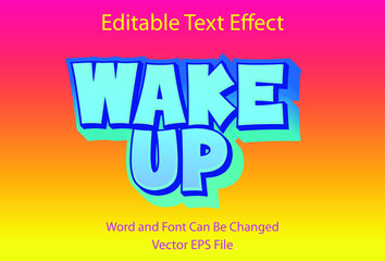 blue text effect eps wake up