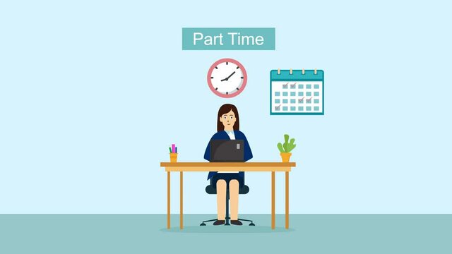 Young businesswoman with part time text in office