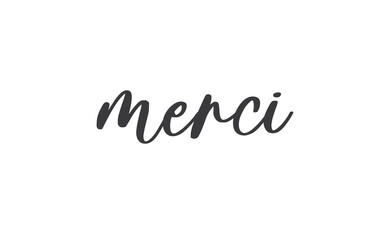 Merci. Beautiful greeting card calligraphy text. Hand drawn modern lettering.