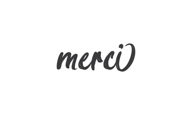 Merci. Beautiful greeting card calligraphy text. Hand drawn modern lettering.