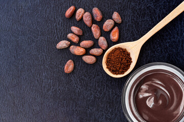 Cocoa bean with chocolate