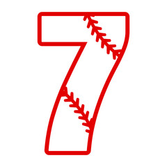 Number 7 with Baseball,  Number seven with an animal pattern for a birthday party