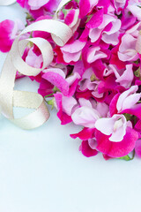 ビビッドなピンクと白のスイトピーの花束の背景