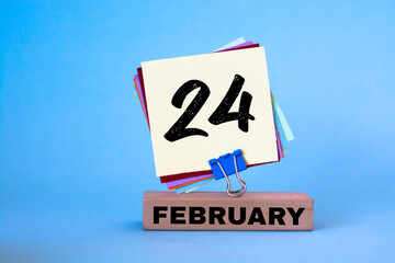 February 24. 24th day of the month, calendar date. Winter month, day of the year concept.