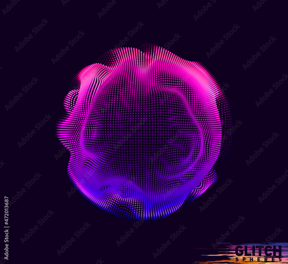 Aufkleber abstract vector colorful mesh on dark background. futuristic style card. corrupted point sphere
