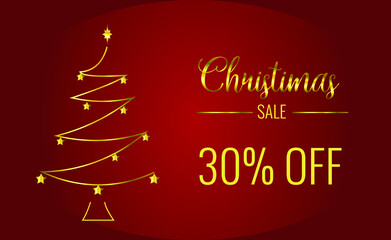 Christmas Sale 30% off. christmas banner with red background