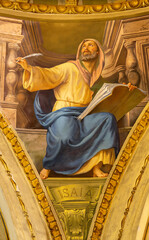 FORLÍ, ITALY - NOVEMBER 11, 2021: The fresco of prophet Isaiah in cupola of Cattedrala di Santa...