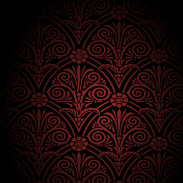 seamless damask dark red pattern